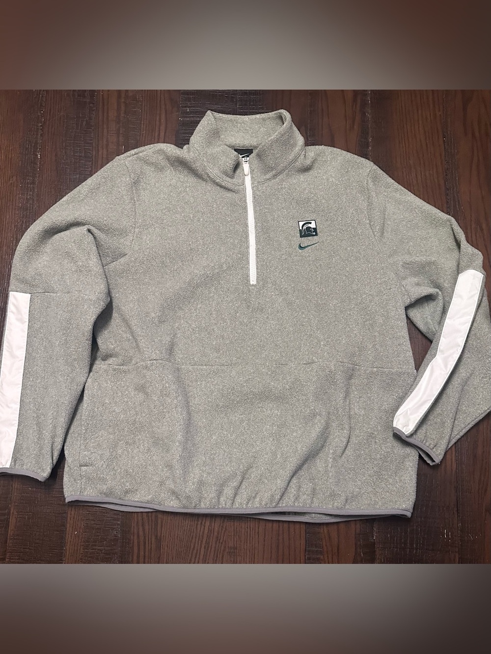Nike Michigan State Spartans Pullover Quarter Zip Fleece Gray Size XL